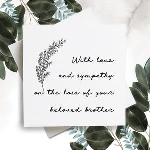 Carte d'amour et de sympathie, Carte de sympathie la plus profonde, Carte de sympathie pour la perte d'un frère, Carte de condoléances, Carte de grief, Carte de deuil