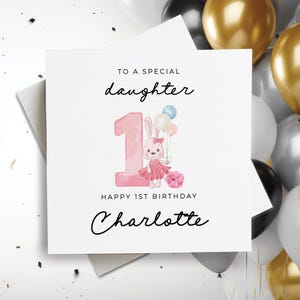 Cartão de feliz 1º aniversário para filha, cartão personalizado de 1º aniversário para filha, cartão de primeiro aniversário para filha, presente de aniversário para filha
