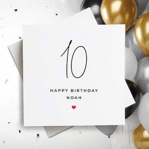 Tarjeta de cumpleaños número 10 personalizada, tarjeta de feliz cumpleaños número 10, tarjeta de cumpleaños número 10 para hijo, tarjeta de décimo cumpleaños, regalo para hijo, regalo para amigo