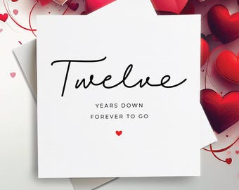 Carte du douzième anniversaire, douze ans plus tard, cadeau de 12e anniversaire, carte pour petit ami, carte pour petite amie, 12e anniversaire