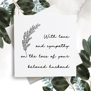 Carte d'amour et de sympathie, Carte de condoléances, Carte de sympathie pour la perte d'un mari, Carte de condoléances, Carte de grief, Carte de deuil