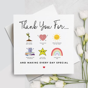Carte de remerciement pour enseignant, carte de remerciement pour crèche, carte de remerciement pour l'école, carte de remerciement pour enseignant, cadeau de fin d'année, carte de remerciement pour tuteur
