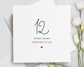 Carte du douzième anniversaire, douze ans plus tard, cadeau de 12e anniversaire, carte pour petit ami, carte pour petite amie, 12e anniversaire