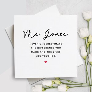 Carte de remerciement pour professeur, carte de remerciement pour enseignant, carte de remerciement pour professeur, carte de professeur personnalisée, carte à personnaliser, cadeau pour professeur