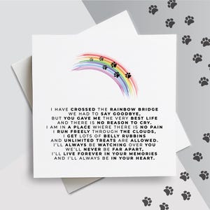 Karte für den Verlust eines Hundes, Beileid, Karte Regenbogenbrücke, Karte für Haustiere, Trauerkarte für Haustiere, Trauerkarte für Hunde, Trauerkarte für Haustiere
