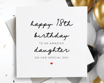 Carte de joyeux 18e anniversaire à fille, carte de 18e anniversaire pour fille, carte de 18 ans pour fille, carte d'anniversaire cadeau pour fille