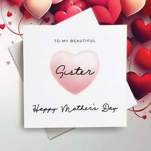 Carte de fête des mères, carte de fête des mères pour soeur, carte de joyeuse fête des mères pour soeur, jolie carte de fête des mères pour soeur, cadeau pour soeur