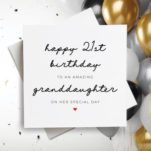 Carte de joyeux 21e anniversaire pour petite-fille, carte de 21e anniversaire pour petite-fille, carte de 21e anniversaire pour petite-fille