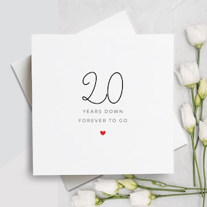 Cartão de 20º aniversário, vinte anos para sempre, presente de 20º aniversário, cartão para namorado, cartão para namorada, 20º aniversário