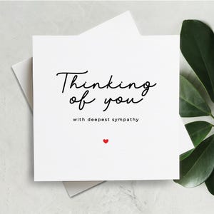 Carte "Penser à vous", Carte de sympathie, Carte de sympathie pour la perte d'un proche, Carte de condoléances, Carte de grief, Carte de réconfort