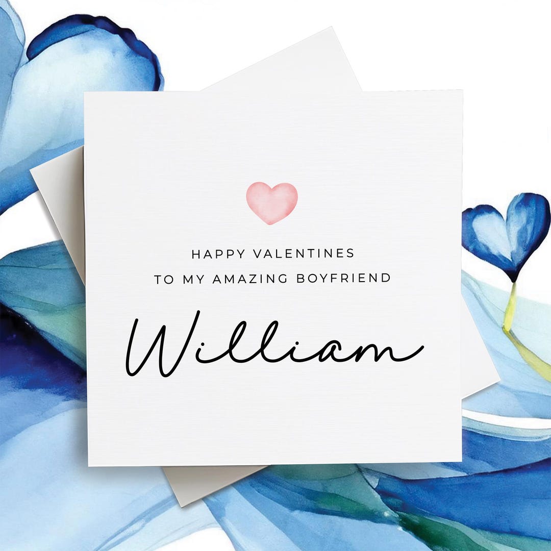 Custom Name Happy Valentines Day Card, Custom Valentines Day Card for ...