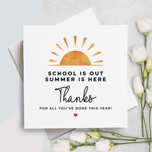 Danksagungskarte für den Lehrer, Danksagungskarte für den Kindergarten, Danksagungskarte für die Schule, Karte zur Wertschätzung des Lehrers, Geschenk zum Schulende