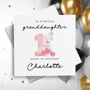 Birthday Card For Granddaughter, Happy Birthday Custom Name, Customized Happy Birthday Card, Personalized Birthday Card, 1st Birthday Gift