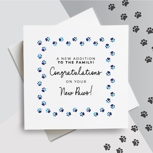 Tarjeta para nueva mascota, tarjeta para mascota, felicitaciones por su nuevo mejor amigo, perro nuevo, gato nuevo, bebé peludo, nueva mascota, amigo peludo, tarjeta de adopción de mascota