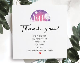 Carte de remerciement, carte de remerciement pour un ami, carte de remerciement pour un ami, jolie carte de remerciement, carte de remerciement pour un ami, cadeau de remerciement