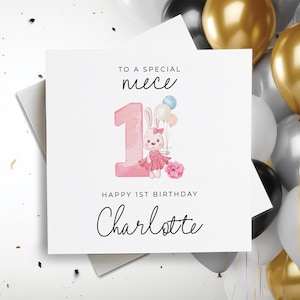 Carte d'anniversaire pour nièce, joyeux anniversaire avec prénom, carte de joyeux anniversaire personnalisée, carte d'anniversaire personnalisée, cadeau d'1er anniversaire pour nièce