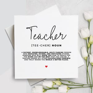 Tarjeta de definición de maestro, tarjeta de agradecimiento del maestro, tarjeta de agradecimiento de la guardería, tarjeta de agradecimiento al maestro, regalo de fin de período, agradecimiento del tutor