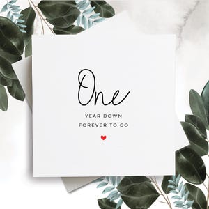 Tarjeta de primer aniversario, Un año después, Para siempre, Regalo de primer aniversario, Tarjeta para novio, Tarjeta para novia, Tarjeta de primer aniversario