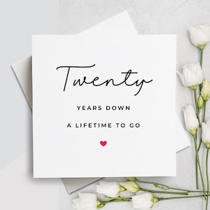 Kaart 20e verjaardag, Twenty Years Down Forever To Go, 20e verjaardag cadeau, kaart voor vriend, kaart voor vriendin, 20e verjaardag