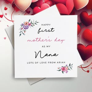 Tarjeta del primer día de la madre, tarjeta personalizada del día de la madre para Nana, tarjeta personalizada del día de la madre para abuela, para abuela, para Nana
