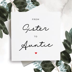 Faire-part de grossesse pour tante, Faire-part de grossesse, Faire-part de bébé, carte Attend un nouveau bébé pour tante, Carte future tante