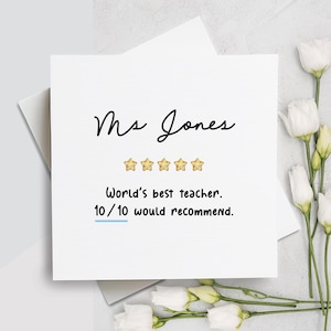 Carte de remerciement pour professeur, carte de remerciement pour enseignant, carte de remerciement pour professeur, carte de professeur personnalisée, carte à personnaliser, cadeau pour professeur