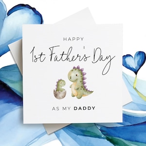 Tarjeta de dinosaurio para el primer día del padre, tarjeta de dinosaurio para el primer día del padre para papá, linda tarjeta del día del padre para papá, tarjeta para papá