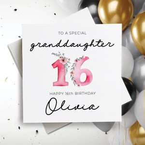 Benutzerdefinierte Geburtstagskarte, benutzerdefinierter Name und Alter Geburtstagskarte, alles Gute zum 16. Geburtstagskarte, Geburtstagsgeschenk für Enkelin