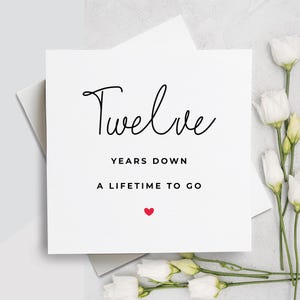 Carte du douzième anniversaire, douze ans plus tard, cadeau de 12e anniversaire, carte pour petit ami, carte pour petite amie, 12e anniversaire