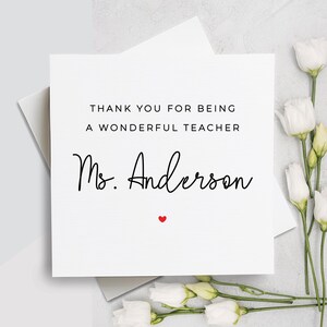 Carte de remerciement pour professeur, carte de remerciement personnalisée pour professeur, carte de remerciement pour professeur, carte de remerciement pour professeur, carte de professeur personnalisée