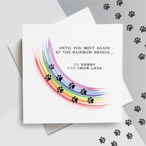 Carte perte de chien, carte de sympathie pour chien, carte pont arc-en-ciel, carte perte d'animal de compagnie, carte commémorative d'animal de compagnie, carte de deuil de chien, carte de deuil d'animal de compagnie