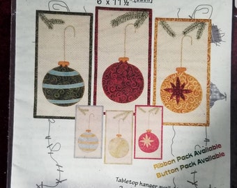 Christmas Bulb Quilt Pattern includes buttons and ribbon by Patch Abilities Approx 6 x 11 inches each Set of three