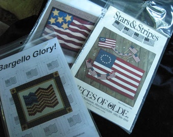 Three Red White And Blue Quilting Patterns Stars and Stripes Bargello Glory