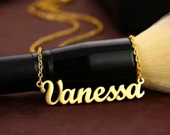 Custom 18 K Gold Plated Name Necklace, Name Pendant, Birthday Gift for Girlfriend, Jewelry Lover Gift Gold Name Mother Necklace,Gift for her