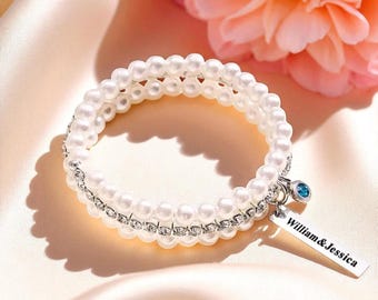 Personalized Something Blue Bouquet Charm, Something Blue Bracelet, Something Blue For Bride, Bridal Shower Gift, Custom Name Bracelet