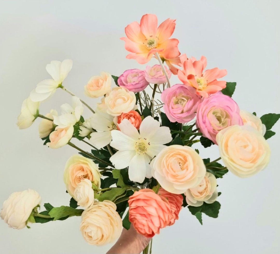 pastel-wildflower-bouquet-peach-white-pink-faux-silk-flower