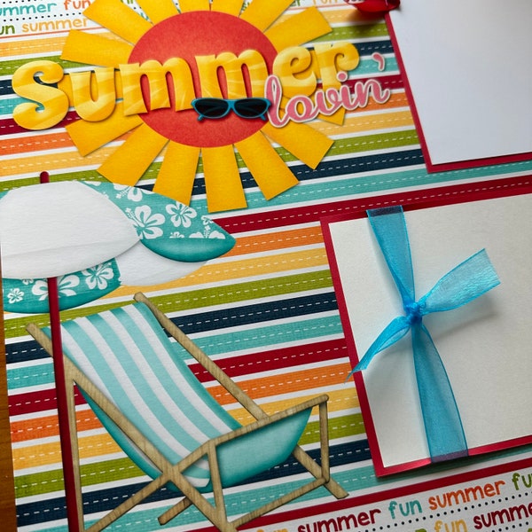 Premade Summer Lovin’ Beach Pool 12x12 Scrapbook Pages for family vacation