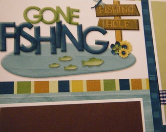 Pagine di album pre-confezionate Gone Fishing 12x12 per la famiglia di ragazzi e ragazze