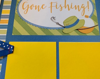 Pagine di album pre-costruite "Gone Fishing" 12x12 per la famiglia di ragazzi e ragazze, lago