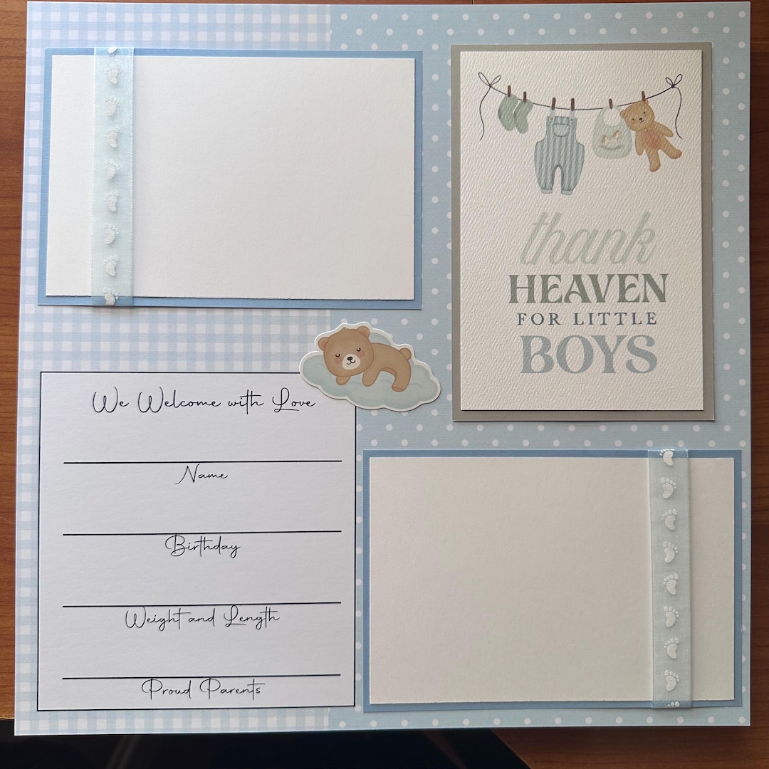 20 Baby Boy Echo Park Lullaby Premade 12x12 Scrapbook Pages for Gift ...