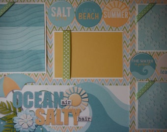 Ocean Air Salty Hair  Beach Premade 12x12 Scrapbook Pages for boy girl family summer Hawaii