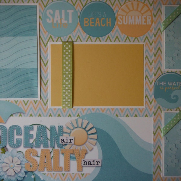 Ocean Air Salty Hair  Beach Premade 12x12 Scrapbook Pages for boy girl family summer Hawaii