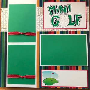 Two personalized Premade MINI Golf Girl or Boy Vacation 12x12 Scrapbook Pages for your Family