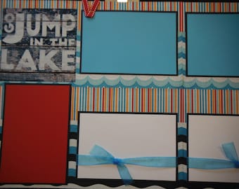 2 Jump in a Lake on Lake Time  12x12 Premade Scrapbook Pages for your family and vacation