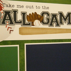 Premade BASEBALL Take me out to the Ball Game 12x12 Scrapbook Pages for boy girl family