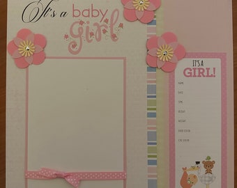 20  Baby Girl Premade 12x12 Scrapbook Pages for Gift and Album