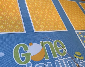 Pagine di album pre-costruite "Gone Fishing" 12x12 per la famiglia di ragazzi e ragazze, lago