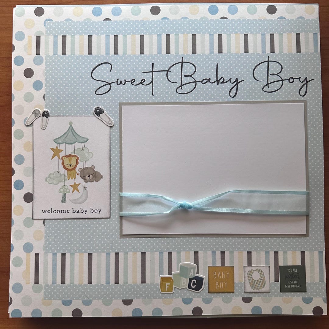 20 Premade Echo Park Sweet Baby Boy 12x12 Scrapbook Pages Months 1-12 ...