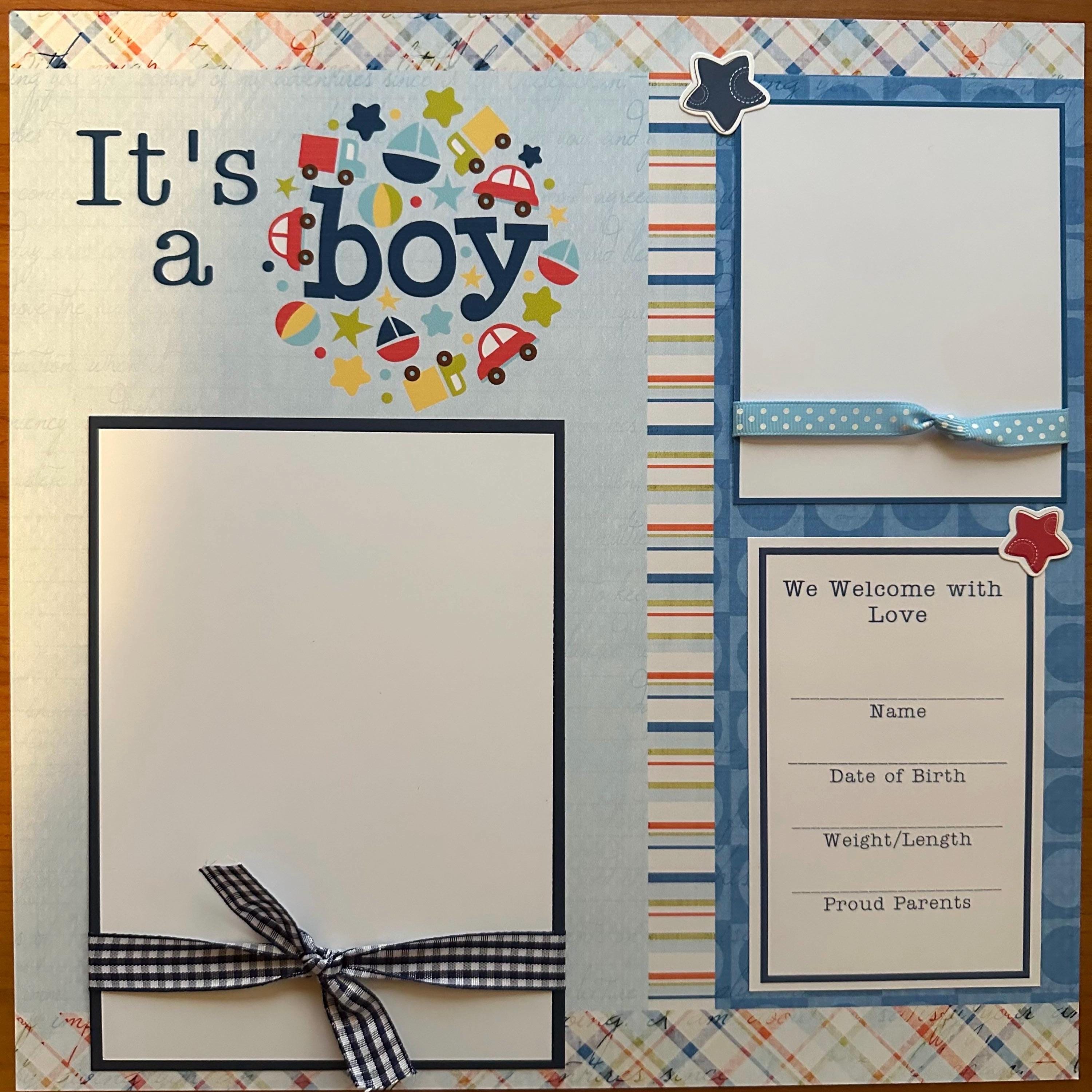 20 It’s a Boy Premade 12x12 Scrapbook Pages for Gift New Mom Family - Etsy