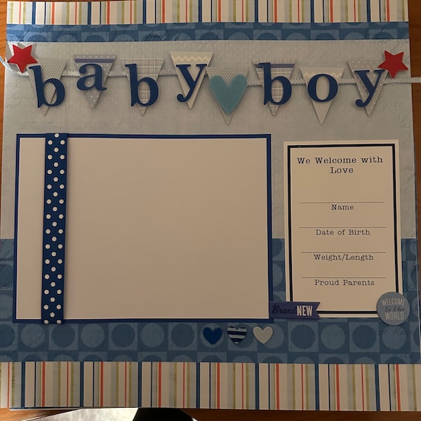 20 Premade Echo Park Baby Boy 12x12 Scrapbook Pages for boy family  gift new mom